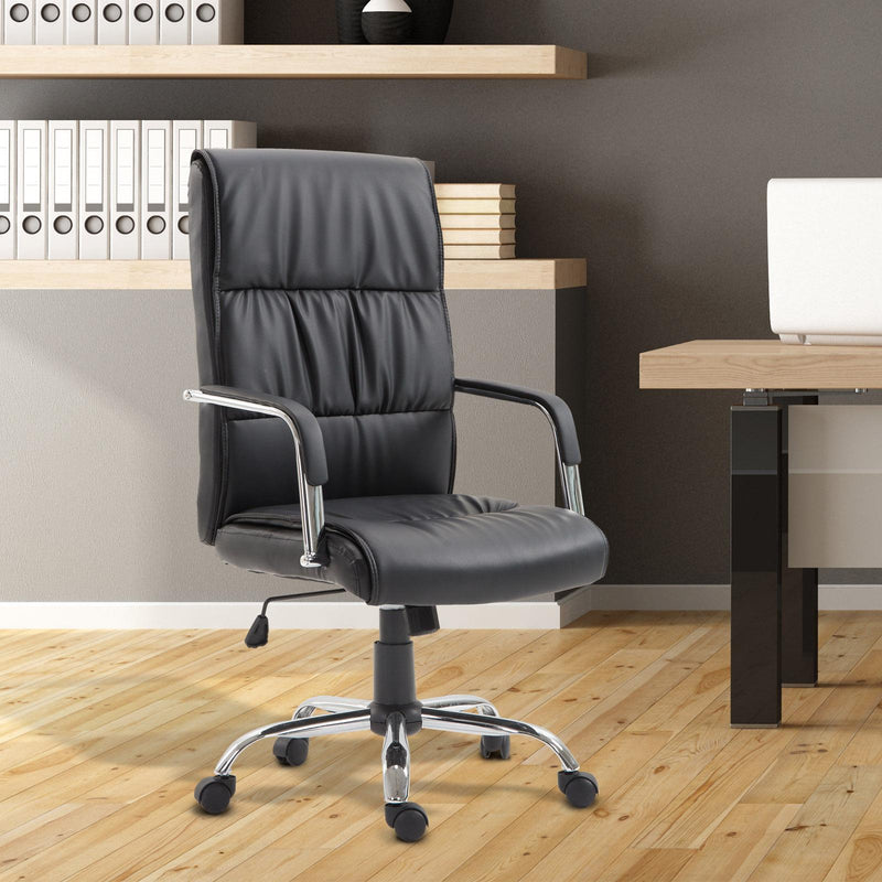 Sedia Poltrona da Ufficio Presidenziale in Similpelle Nera 