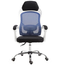 Sedia da Ufficio a Rete con Schienale Reclinabile Blu e Bianca 