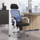 Sedia da Ufficio a Rete con Schienale Reclinabile Blu e Bianca 