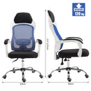 Sedia da Ufficio a Rete con Schienale Reclinabile Blu e Bianca 