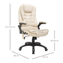 Sedia Poltrona Massaggiante da Ufficio 62x68x121 cm con Riscaldamento in Similpelle Beige