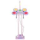 Set Batteria Giocattolo per Bambini con Microfono Rosa 