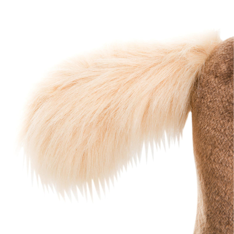 Cavallo a Dondolo Cavalcabile in Peluche e Legno Marrone 