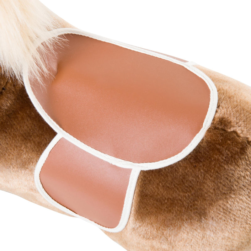 Cavallo a Dondolo Cavalcabile in Peluche e Legno Marrone 