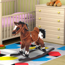 Cavallo a Dondolo con Suoni in Peluche e Legno di Pioppo Marrone Scuro 