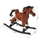 Cavallo a Dondolo con Suoni in Peluche e Legno di Pioppo Marrone Scuro 