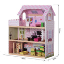Casa delle Bambole per Bambini a 3 Piani con Ascensore Rosa 60x30x71.5 cm 
