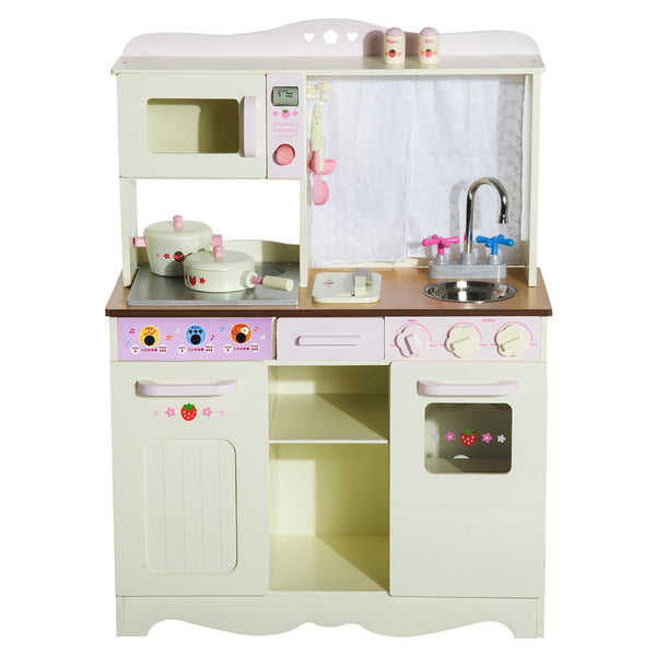 sconto Cuisine jouet en bois avec ustensiles blancs 71x30x97,5 cm