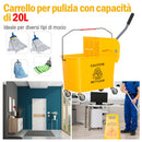 Carrello Pulizie Secchio 20L con Separatore Acqua e Strizzatore Rimovibile 60x27x70.5 cm 