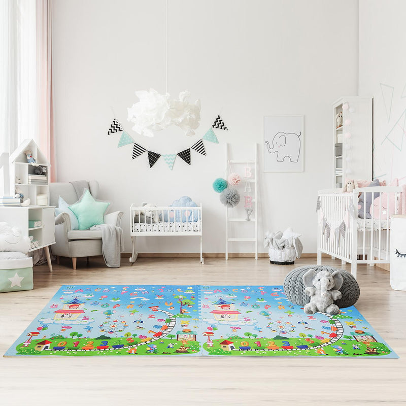 Tappeto Puzzle per Bambini Disegno Fantasia 8 Tessere 61.5x61.5 cm 