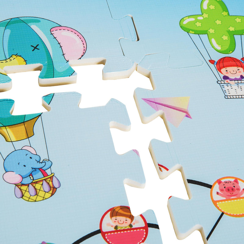 Tappeto Puzzle per Bambini Disegno Fantasia 8 Tessere 61.5x61.5 cm 