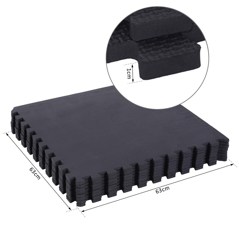 Tappeto Puzzle 8 Pezzi 63x63 cm in EVA Morbido Nero 