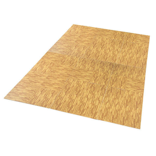 sconto Tapis de puzzle en EVA effet bois naturel 42 pièces 61,5x61,5 cm