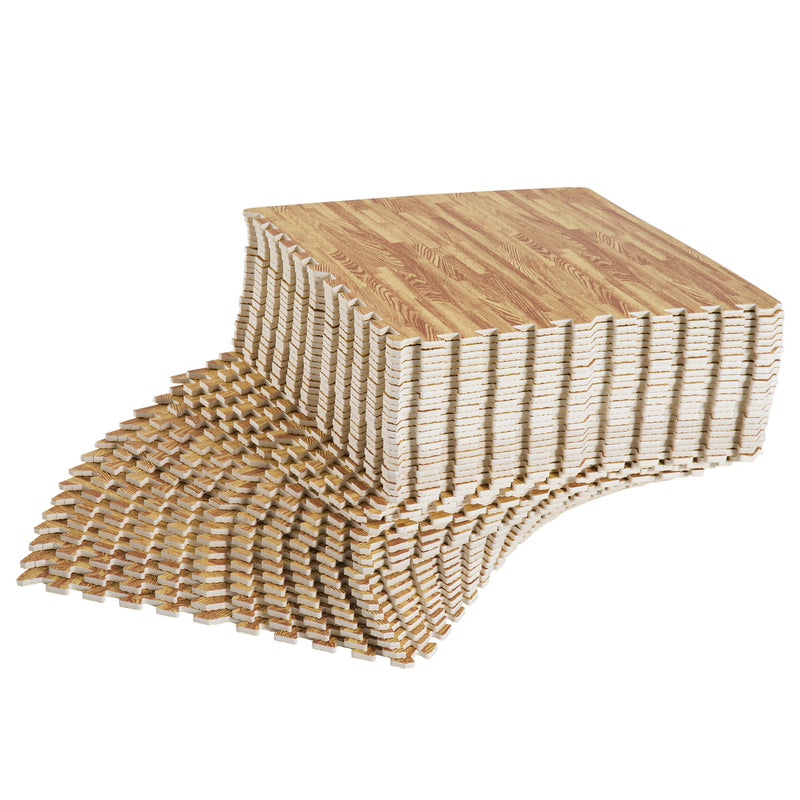 Tappeto Puzzle in EVA Effetto Legno Scuro 42 Pezzi 61.5x61.5 cm 