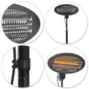 Lampada Riscaldante Radiatore per Esterni 2000W Nero 180-210 cm 