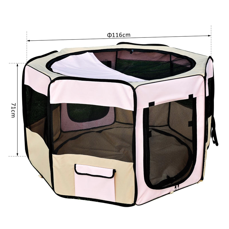 Recinto Box per Animali Domestici in Tessuto Oxford Rosa Ø116x71 cm 