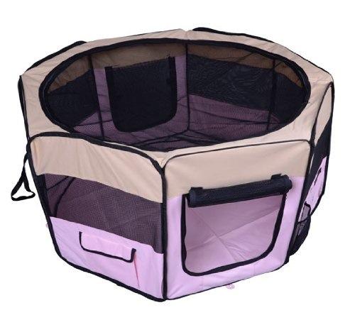 Box per Animali Cani Gatto Recinzione per Cuccioli Cuccia 114x114x58 cm Rosa 