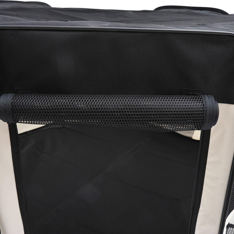 Box per Animali Domestici Pieghevole Nero e Crema 114x48x58 cm 