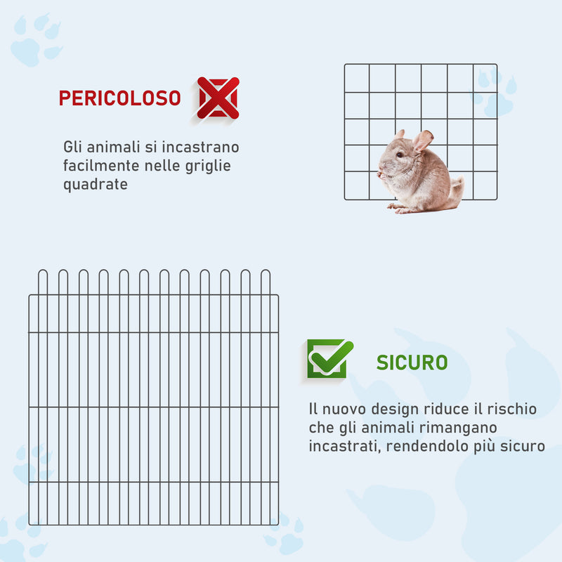 Recinto per Animali in Acciaio Ø158x61 cm Nero 
