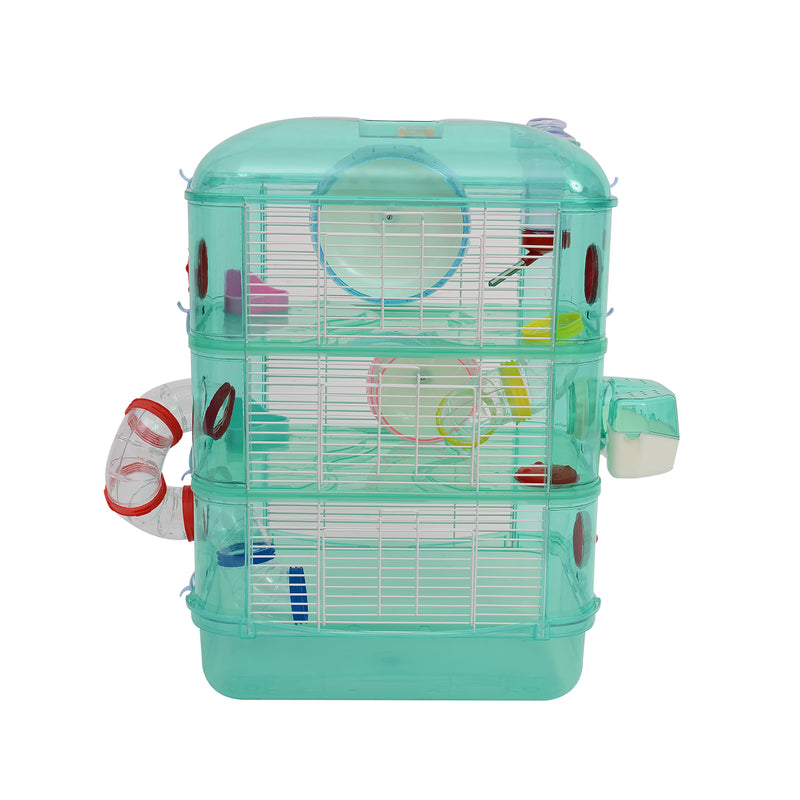 Gabbia per Criceti 3 Livelli Verde 40.5x28x55 cm 