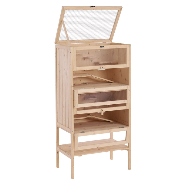 Cage pour Rongeurs et Hamsters avec 4 Étagères avec Toit en Bois 60x40x120 cm sconto
