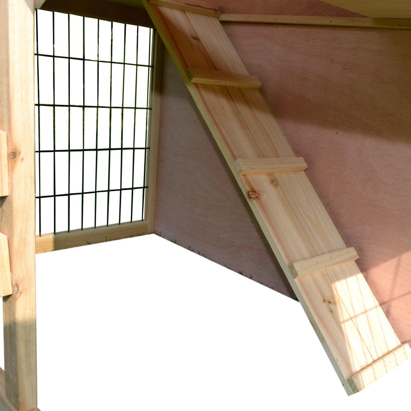 Conigliera da Giardino 2 Piani con Corsa e Zona Abitativa Impermeabile Legno 98x54x100 cm 