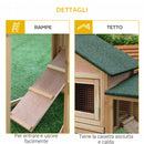 Conigliera da Giardino con Corsa e Rampe Tetto Impermeabile Legno 210x45.5x84.5 cm 