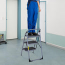 Scaletta Sgabello 3 Gradini in Ferro Pieghevole 92x48x62 cm 