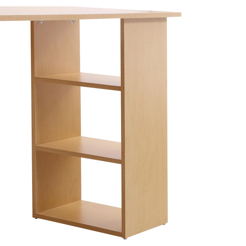 Scrivania da Ufficio con 3 Cassetti e Ripiani in Legno Naturale 120x49x72 cm 