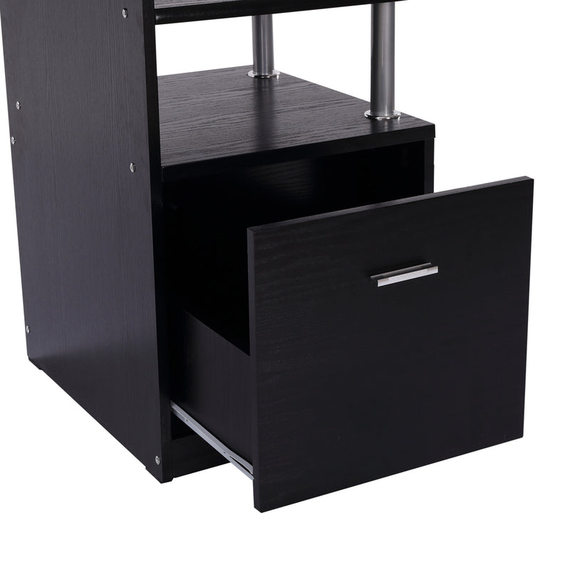 Scrivania Porta PC Moderna Tavolo da Ufficio con Ripiani Tastiera Scorrevole 152x60x88 cm Nero 