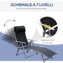 Sdraio Prendisole Relax Reclinabile Pieghevole in Metallo 137x63.5x100.5 cm Nero 