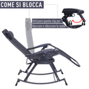 Sedia Sdraio a Dondolo Reclinabile con Poggiapiedi e Porta Bicchieri Nero 120x67x102 cm 