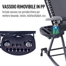 Sedia Sdraio a Dondolo Reclinabile con Poggiapiedi e Porta Bicchieri Nero 120x67x102 cm 