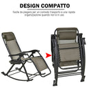 Sedia Sdraio a Dondolo Reclinabile con Poggiapiedi e Porta Bicchieri Grigio 120x67x102 cm 