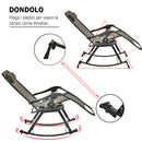 Sedia Sdraio a Dondolo Reclinabile con Poggiapiedi e Porta Bicchieri Grigio 120x67x102 cm 