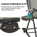 Sedia Sdraio a Dondolo Reclinabile con Poggiapiedi e Porta Bicchieri Grigio 120x67x102 cm 