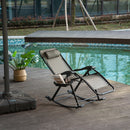 Sedia Sdraio a Dondolo Reclinabile con Poggiapiedi e Porta Bicchieri Grigio 120x67x102 cm 