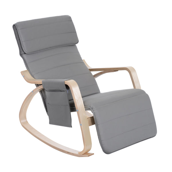 sconto Fauteuil à bascule avec repose-jambes en bois courbé gris