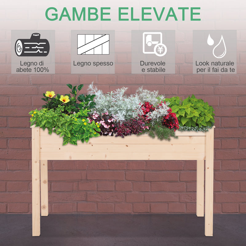 Orto Urbano Pensile in Legno con Fodera in Tessuto 122.5x56.5x76 cm 