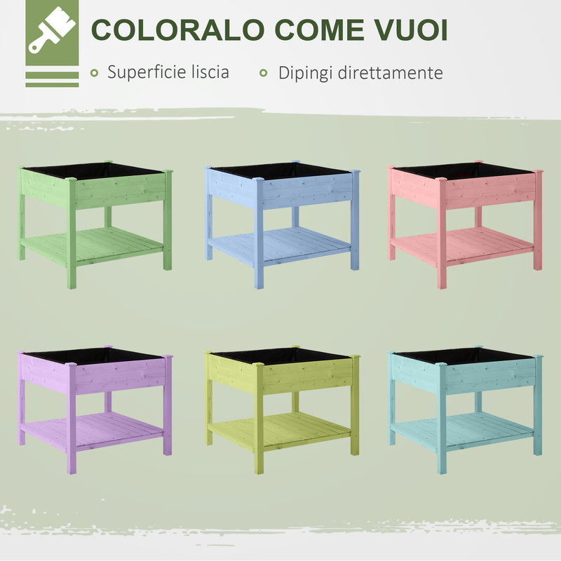 Orto Urbano Pensile in Legno con Fodera in Tessuto 91x91x81 cm 