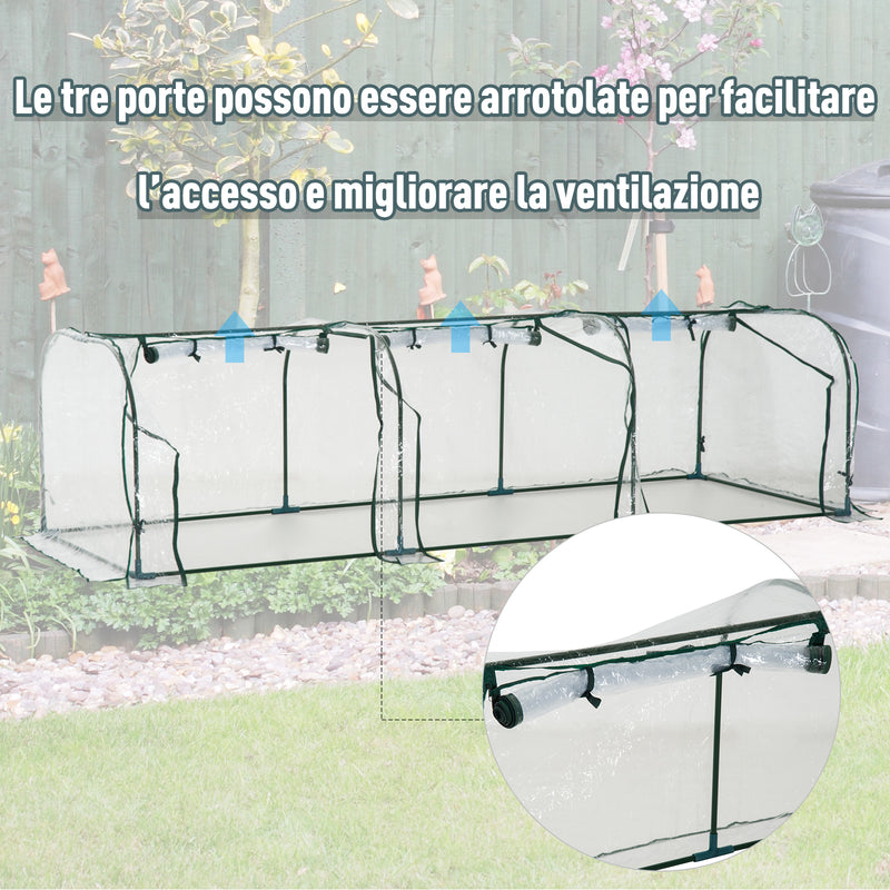 Serra da Giardino per Piante con 3 Porte in Acciaio e PVC 300x100x80 cm 