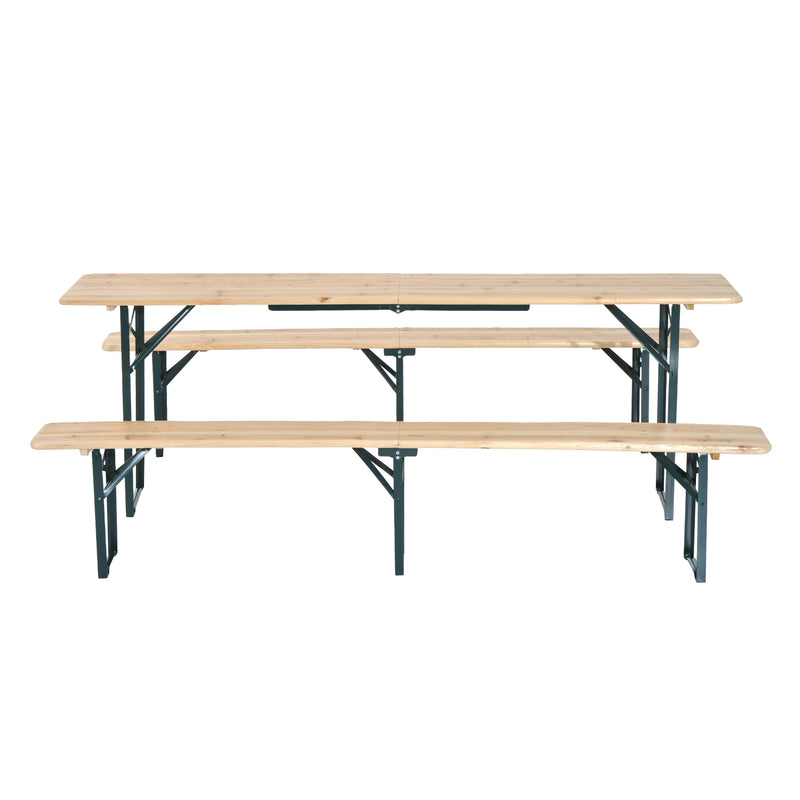 Set Birreria Pieghevole Tavolo con 2 Panche in Legno di Abete 