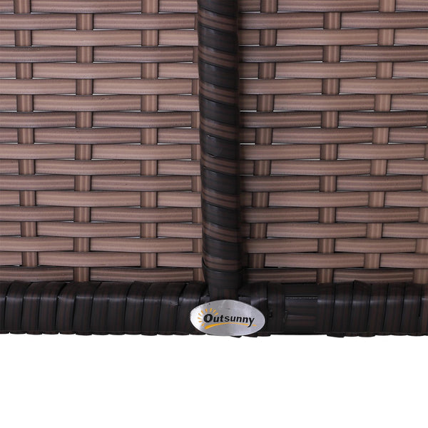 online Salon de jardin en rotin synthétique, canapé avec toit marron et blanc et table basse