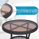 Set Salotto da Giardino in Rattan Sintetico 2 Poltrone a Dondolo e Tavolino Marrone 