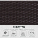 Set Salotto da Giardino in Rattan Sintetico Divano Pouf e Tavolino Marrone 