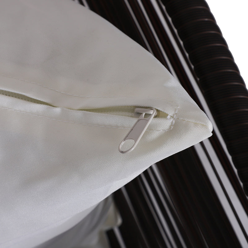 Set Salotto da Giardino in Rattan Sintetico Divano Pouf e Tavolino Marrone 