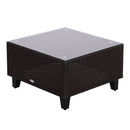 Set Salotto da Giardino in Rattan Sintetico Divano Pouf e Tavolino Marrone 