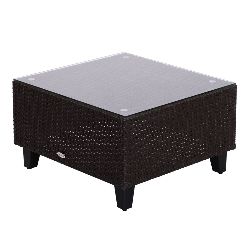 Set Salotto da Giardino in Rattan Sintetico Divano Pouf e Tavolino Marrone 