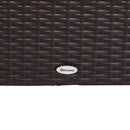 Set Salotto da Giardino in Rattan Sintetico Divano Pouf e Tavolino Marrone 