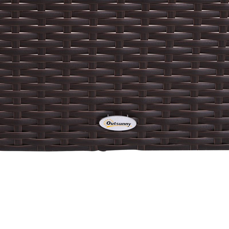 Set Salotto da Giardino in Rattan Sintetico Divano Pouf e Tavolino Marrone 